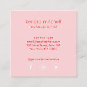 Vet minimalistisch roze lippen Logo make-up arties Vierkante Visitekaartje (Achterkant)