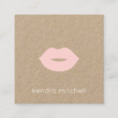 Vet minimalistisch roze lippen Logo make-up arties Vierkante Visitekaartje (Voorkant)