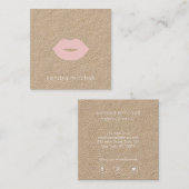 Vet minimalistisch roze lippen Logo make-up arties Vierkante Visitekaartje (Voorkant / Achterkant)