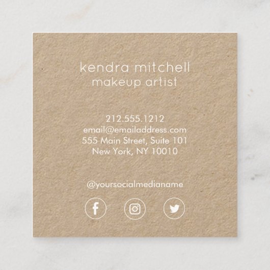 Vet minimalistisch roze lippen Logo make-up arties Vierkante Visitekaartje (Achterkant)