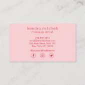 Vet minimalistisch roze lippen Logo make-up arties Visitekaartje (Achterkant)