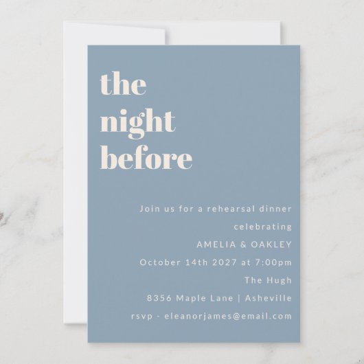 Vet Minimalistisch Stoffig Blauw Eenvoudig Repetit Kaart (Voorkant)