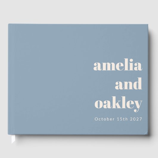 Vet Minimalistisch Stoffig Blauw Retro Aangepaste  Gastenboek (Voorkant)