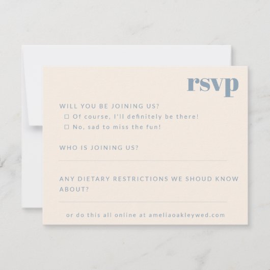 Vet Minimalistisch Stoffig Blauw Retro Aangepaste  RSVP Kaartje (Voorkant)