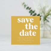 Vet Minimalistisch Vierkant Mosterdgeel Basis Save The Date (Staand voorkant)