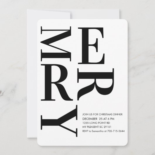 Vet minimalistisch vrolijk kerstdiner kaart (Voorkant)