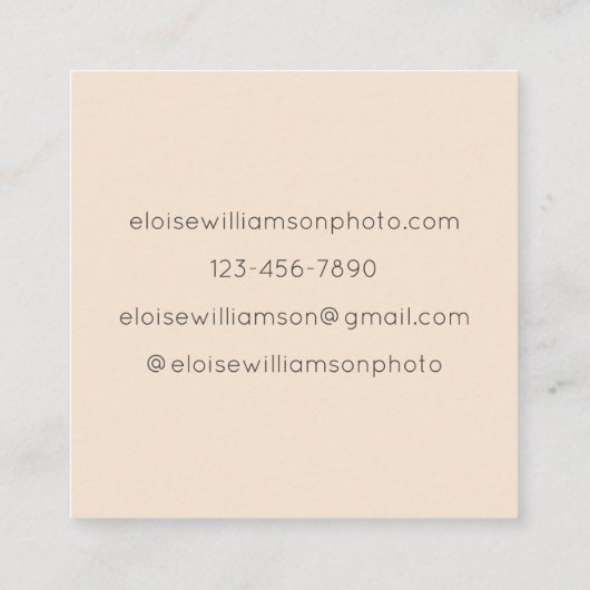 Vet Minimalistisch Zacht Zwart Tall Font Hedendaag Vierkante Visitekaartje (Achterkant)