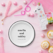 Vet minimalistisch zwart wit retro aangepaste brui papieren bordje (Feest)