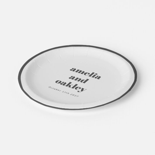 Vet minimalistisch zwart wit retro aangepaste brui papieren bordje (Gekanteld)