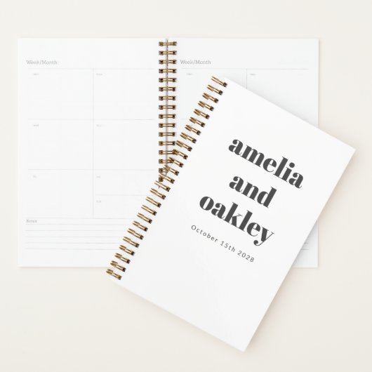 Vet minimalistisch zwart wit retro aangepaste brui planner (Display)