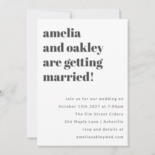 Vet Minimalistisch Zwart Wit Retro Eenvoudige Brui Kaart (Voorkant)