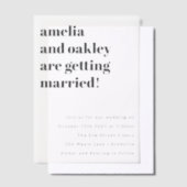 Vet minimalistisch zwart wit retro klassieke bruil vellum uitnodigingen (Offset)