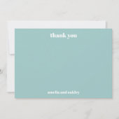 Vet Minimalistische Aqua Blue Retro Custom Wedding Bedankkaart (Voorkant)
