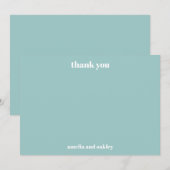 Vet Minimalistische Aqua Blue Retro Custom Wedding Bedankkaart (Voorkant / Achterkant)