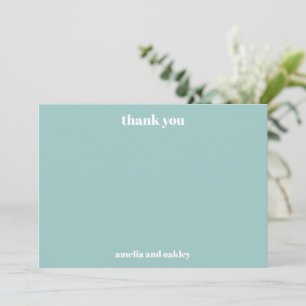 Vet Minimalistische Aqua Blue Retro Custom Wedding Bedankkaart