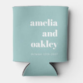 Vet Minimalistische Aqua Blue Retro Custom Wedding Blikjeskoeler (Voorkant)