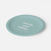 Vet Minimalistische Aqua Blue Retro Custom Wedding Papieren Bordje (Gekanteld)