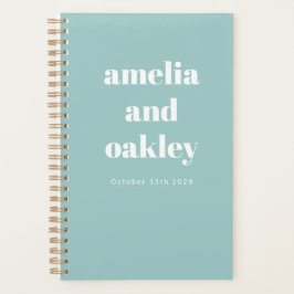 Vet Minimalistische Aqua Blue Retro Custom Wedding Planner