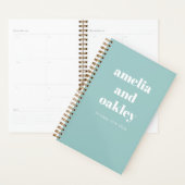 Vet Minimalistische Aqua Blue Retro Custom Wedding Planner (Display)