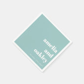 Vet Minimalistische Aqua Blue Retro Custom Wedding Servet (Hoek)