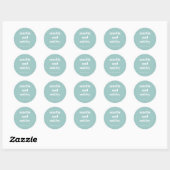 Vet Minimalistische Boho Aqua Blue Custom Wedding Ronde Sticker (Vel)