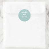 Vet Minimalistische Boho Aqua Blue Custom Wedding Ronde Sticker (Tas)