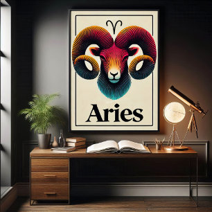 Vet Minimalistische Ram Zodiac Sign Poster
