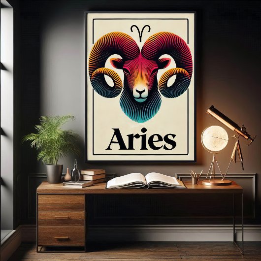 Vet Minimalistische Ram Zodiac Sign Poster