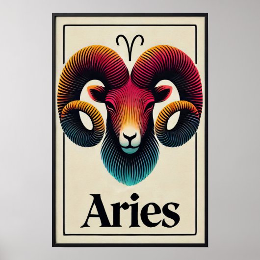 Vet Minimalistische Ram Zodiac Sign Poster (Voorkant)