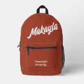 Vet Minimalistische Typografie Naam Bedrukte Rugzak (Voorkant)