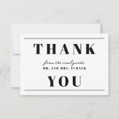 Vet minimalistische zwart-wit bruiloft Dank u Bedankkaart (Voorkant)