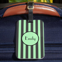 Vet Mint Green & Black Stripe Bagagelabel