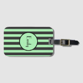 Vet Mint Green & Black Stripe Bagagelabel (Voorkant (horizontaal))