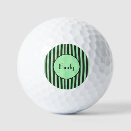 Vet Mint Groen en Zwarte Stripe Persoonlijk Golfballen