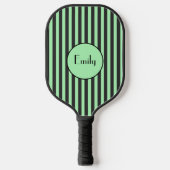 Vet Mint Groen en Zwarte Stripe Persoonlijk Pickleball Paddle (Voorkant)