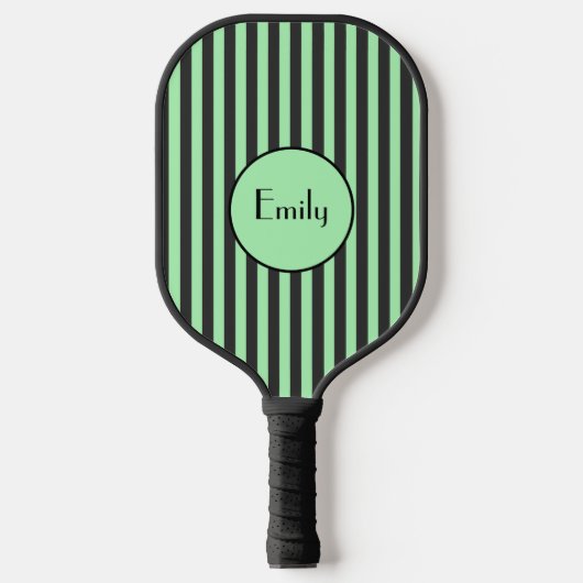 Vet Mint Groen en Zwarte Stripe Persoonlijk Pickleball Paddle (Voorkant)