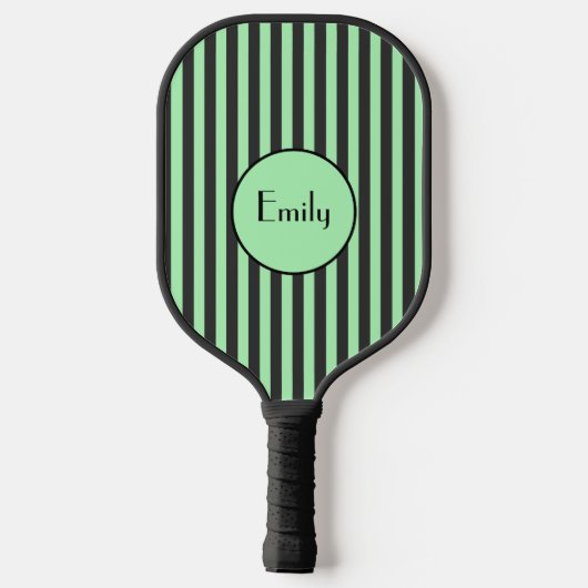 Vet Mint Groen en Zwarte Stripe Persoonlijk Pickleball Paddle (Achterkant)