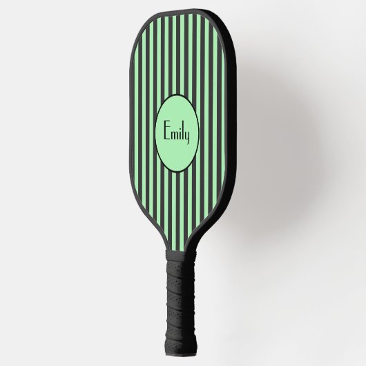 Vet Mint Groen en Zwarte Stripe Persoonlijk Pickleball Paddle (Links)