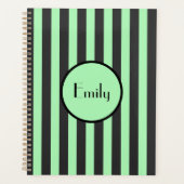 Vet Mint Groen en Zwarte Stripe Persoonlijk Planner (Voorkant)