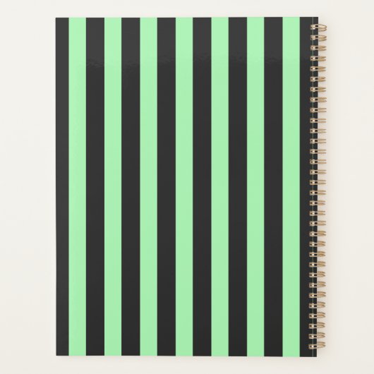 Vet Mint Groen en Zwarte Stripe Persoonlijk Planner (Achterkant)