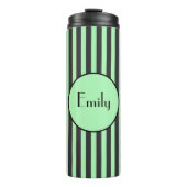 Vet Mint Groen en Zwarte Stripe Persoonlijk Thermosbeker (Voorkant)