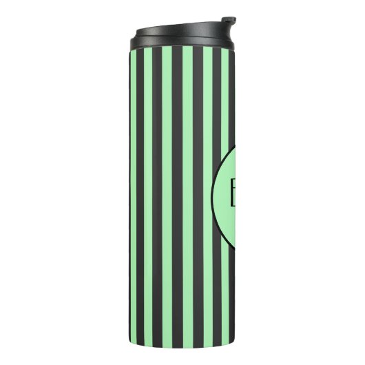 Vet Mint Groen en Zwarte Stripe Persoonlijk Thermosbeker (Gedraaid links)