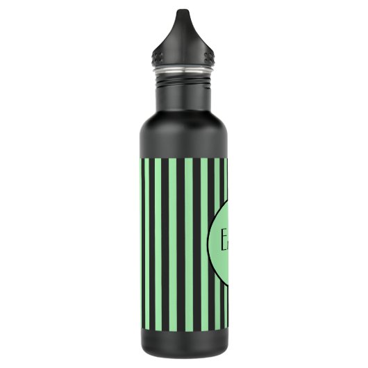 Vet Mint Groen en Zwarte Stripe Persoonlijk Waterfles (Links)