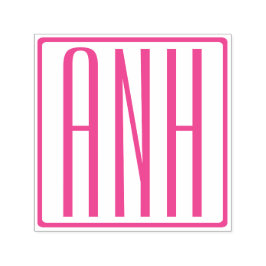 Vet Modern 3 Initialen Fuchsia Roze Monogram Zelfinktende Stempel
