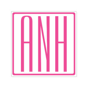 Vet Modern 3 Initialen Fuchsia Roze Monogram Zelfinktende Stempel