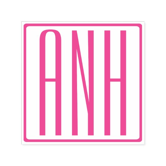 Vet Modern 3 Initialen Fuchsia Roze Monogram Zelfinktende Stempel (Design)
