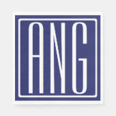 Vet Modern 3 Initialen Monogram | marineblauw Servet (Voorkant)