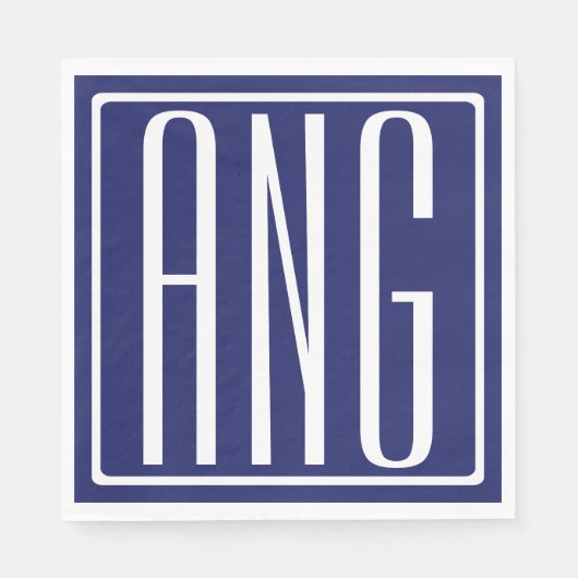 Vet Modern 3 Initialen Monogram | marineblauw Servet (Voorkant)