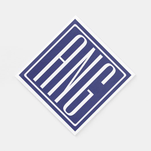 Vet Modern 3 Initialen Monogram | marineblauw Servet (Hoek)