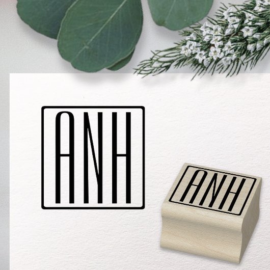 Vet Modern 3 Initialen Monogram Rubberstempel